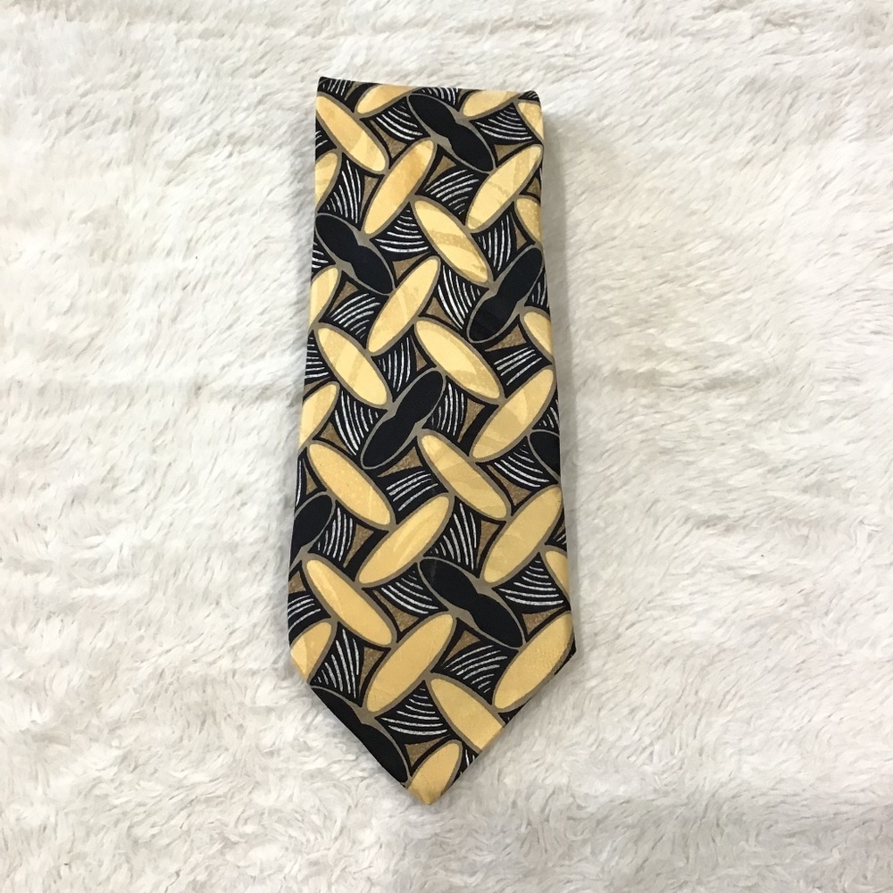 VTG Robert Talbott Studio Men Silk Necktie Made In USA Shapes 80s Retro Career